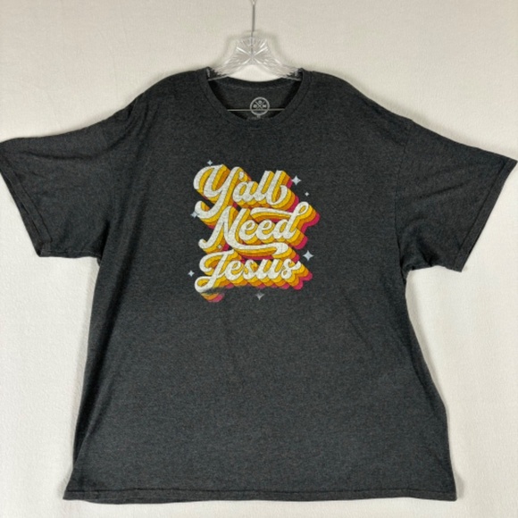 dom Other - DOM Yall Need Jesus Retro Vintage Graphic T-shirt Short Sleeves Grey size 2XL